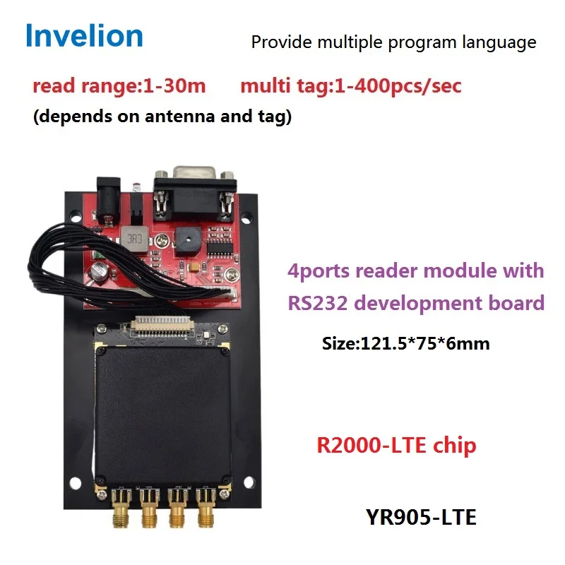 Free SDK R2000 LTE UHF RFID Reader Module UART Passive 4 Port Long Range RFID Reader for Warehouse Inventory Management