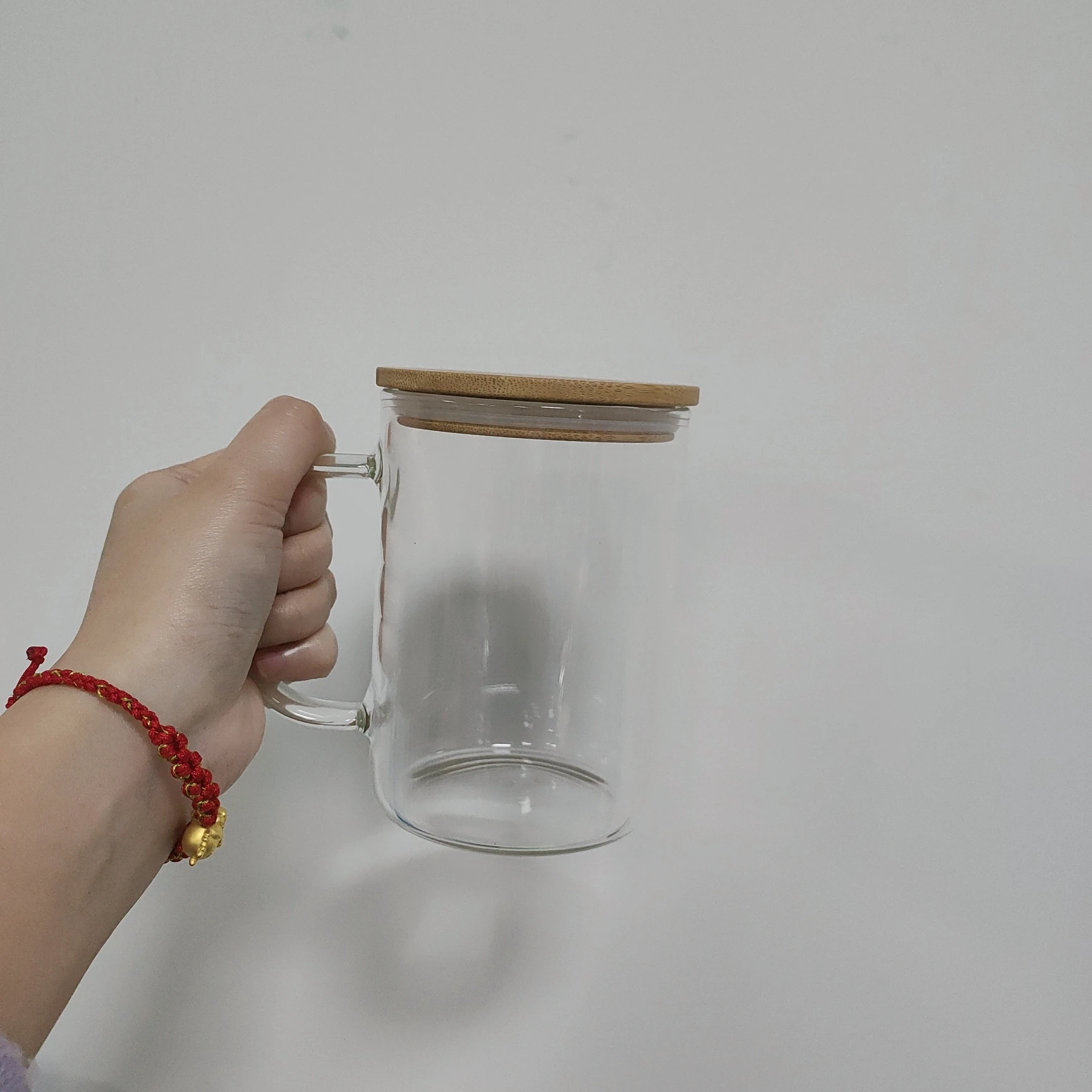 Wholesale 15oz 16 oz 17oz Sublimation mug Clear Frosted Double-wall snow globe glass can cups pre-drilled 16oz With Handle