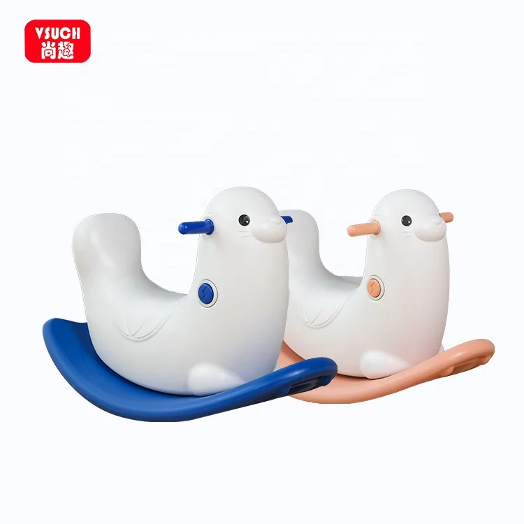 Blue And Pink Kids Baby Cartoon Indoor Plastic Toy Children Rocking Horse