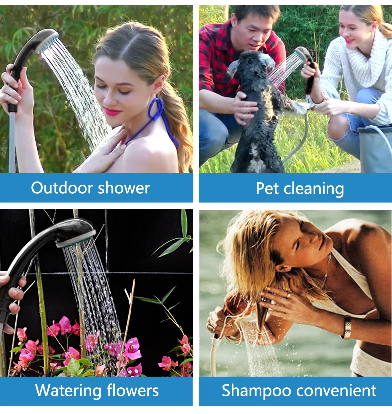 12V Portable Shower pump, USB Rechargeable Lightweight Outdoor Camping Bathroom Travel Shower