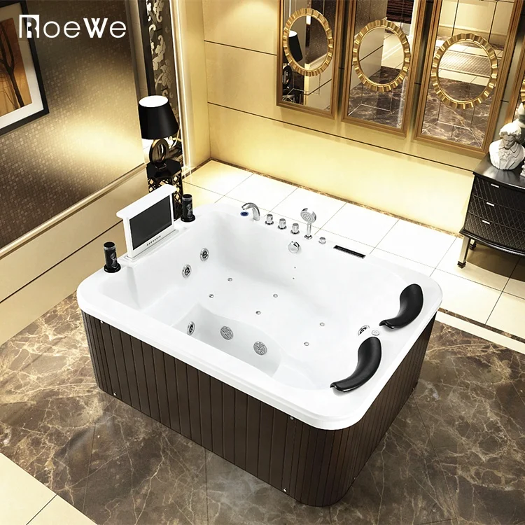 2 person water massage with tv drop-in bath tubs with digital control acrylic hydromassage whirlpool bathtub