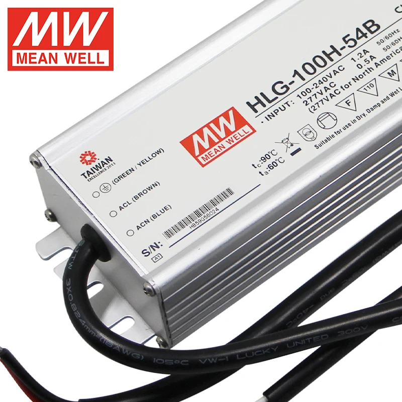 Meanwell LED Driver HLG-100H-54B 100W 54V 1.77A IP65 3 in 1 dimming function Waterproof led driver for Led Strip