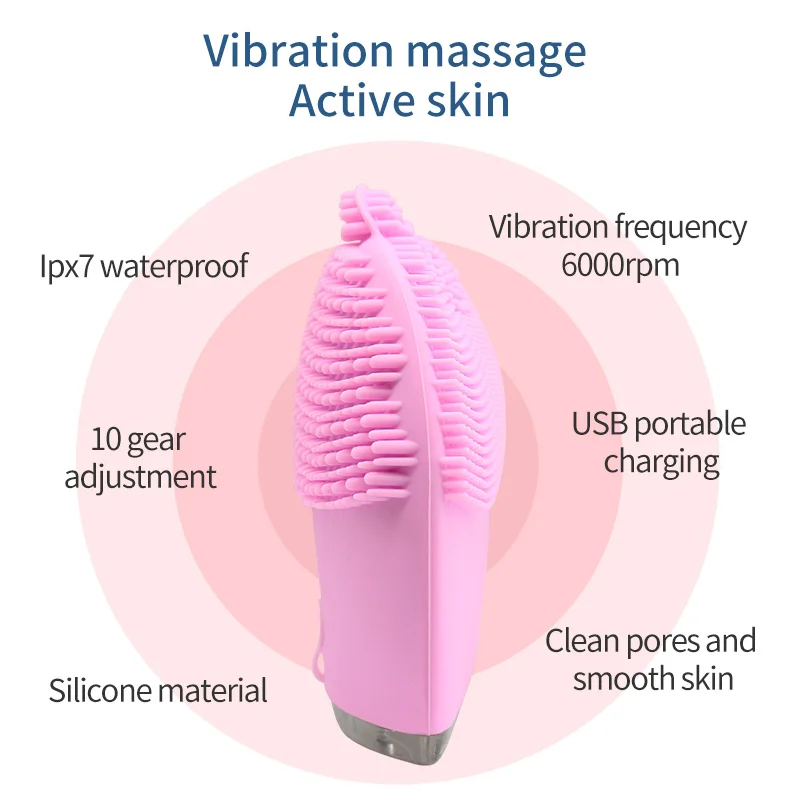 IPX7 Waterproof Face  Cleaning Sonic Pore Cleaner Multi-function Face wash Silicone Facial Cleansing Brush