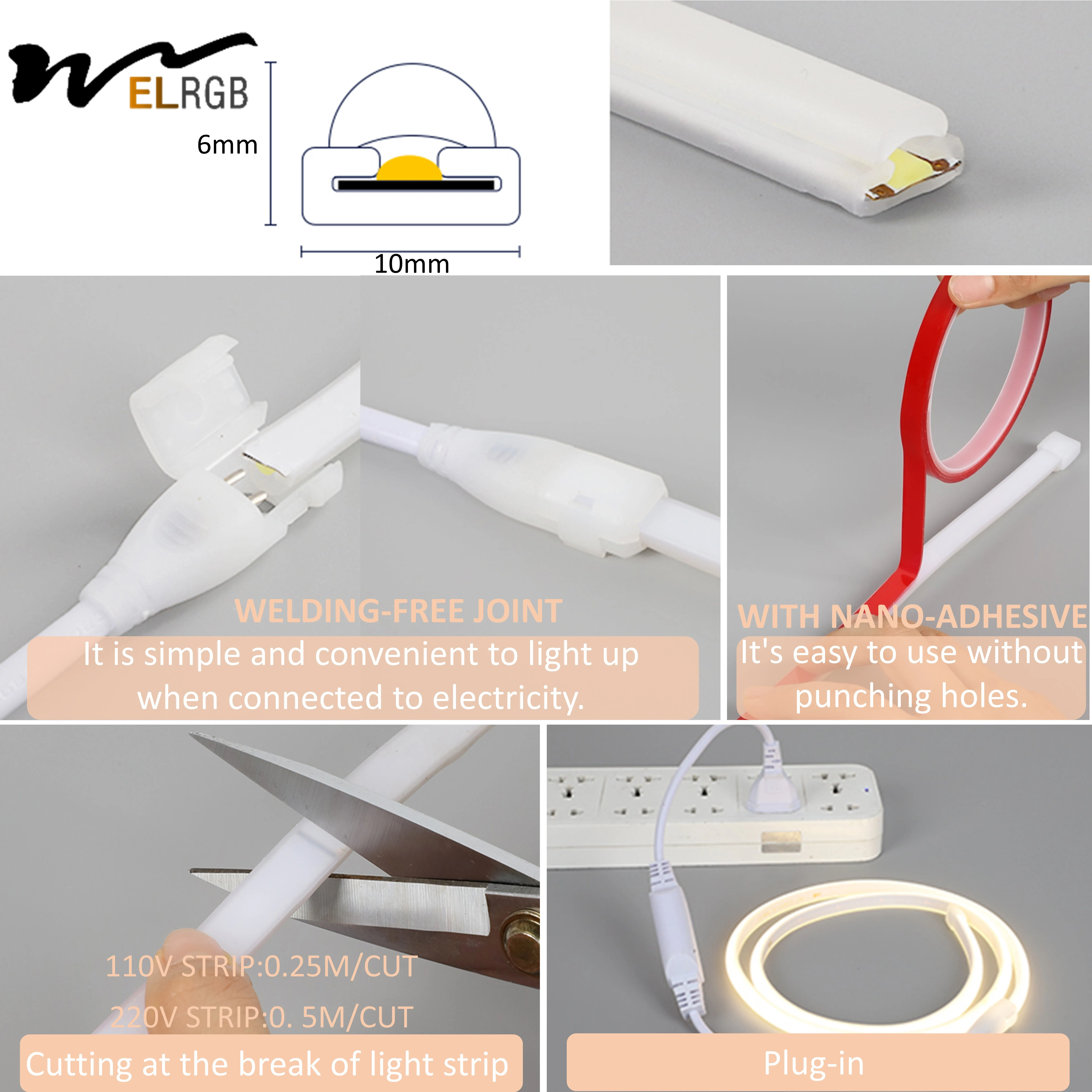 110 В 220 Светодиодная лента супер яркие 288 светодиоды/м COB световая панель водонепроницаемая гибкая силиконовая трубка Неоновая cob