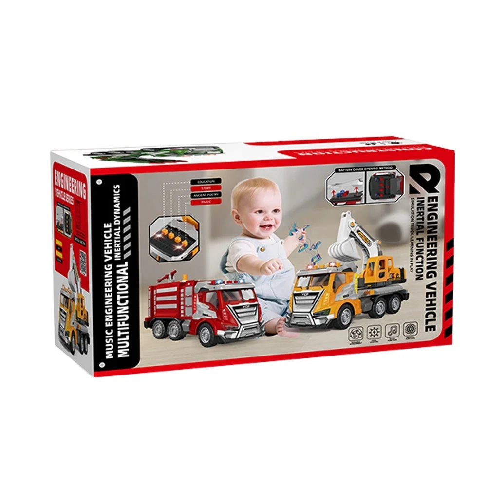 suppliers new design plastic simulation 1:16 fire ladder truck spray water friction vehicle model inertia truck toy