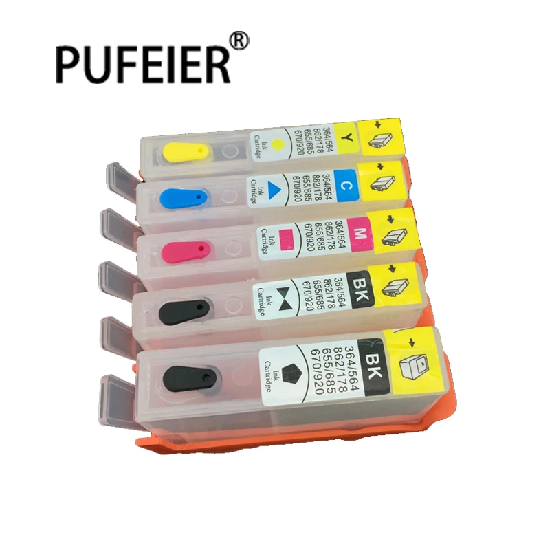 5 Color Refillable Ink Cartridge With Chip Compatible For HP178 Photosmart C5380 C6380 D5460 C310c C309g C309c C309a CISS