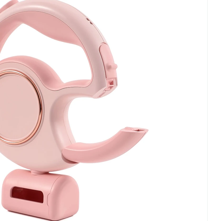 Hand-free Lock LED Light Pet Dog Leash Strong Nylon Rope Automatic Retractable Dog Leash With Bag Dispenser