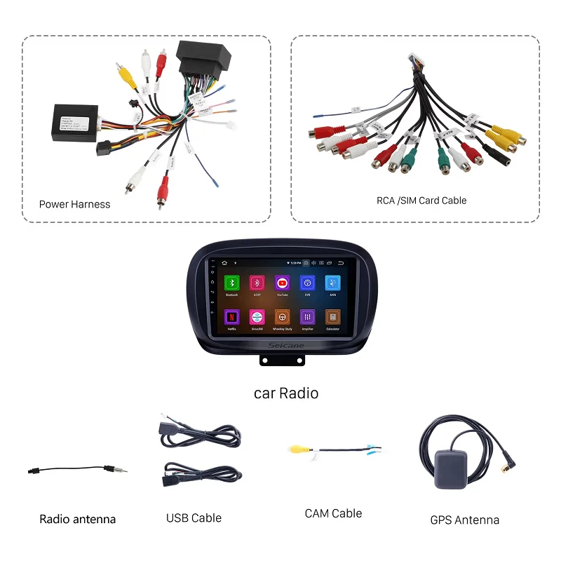 Android 13.0 HD Touchscreen 9 Inch GPS Navigation Radio For 2014-2019 Fiat 500X With AUX WIFI USB Support SWC Carplay