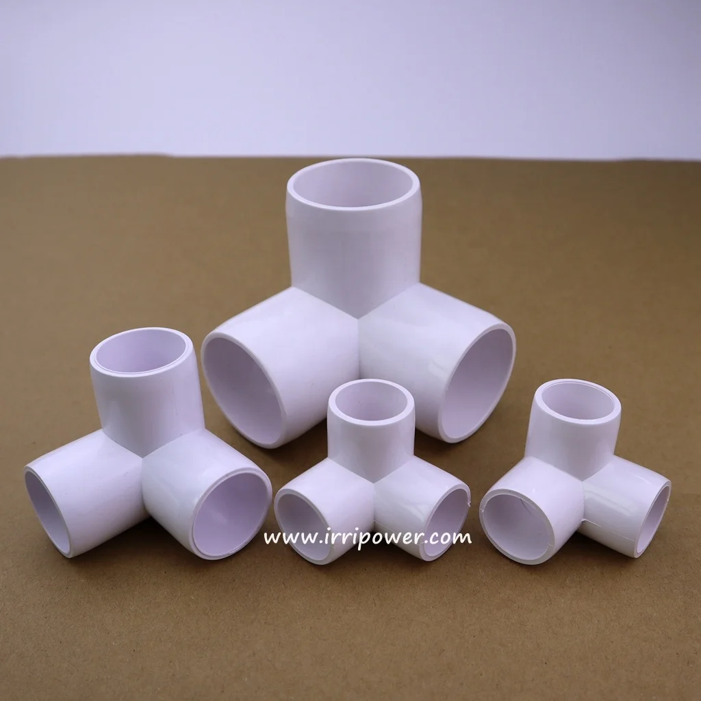 ASTM SCH40 3-way PVC Pipe  Angle Elbow Fitting Connector for Furniture Grade Frame Support