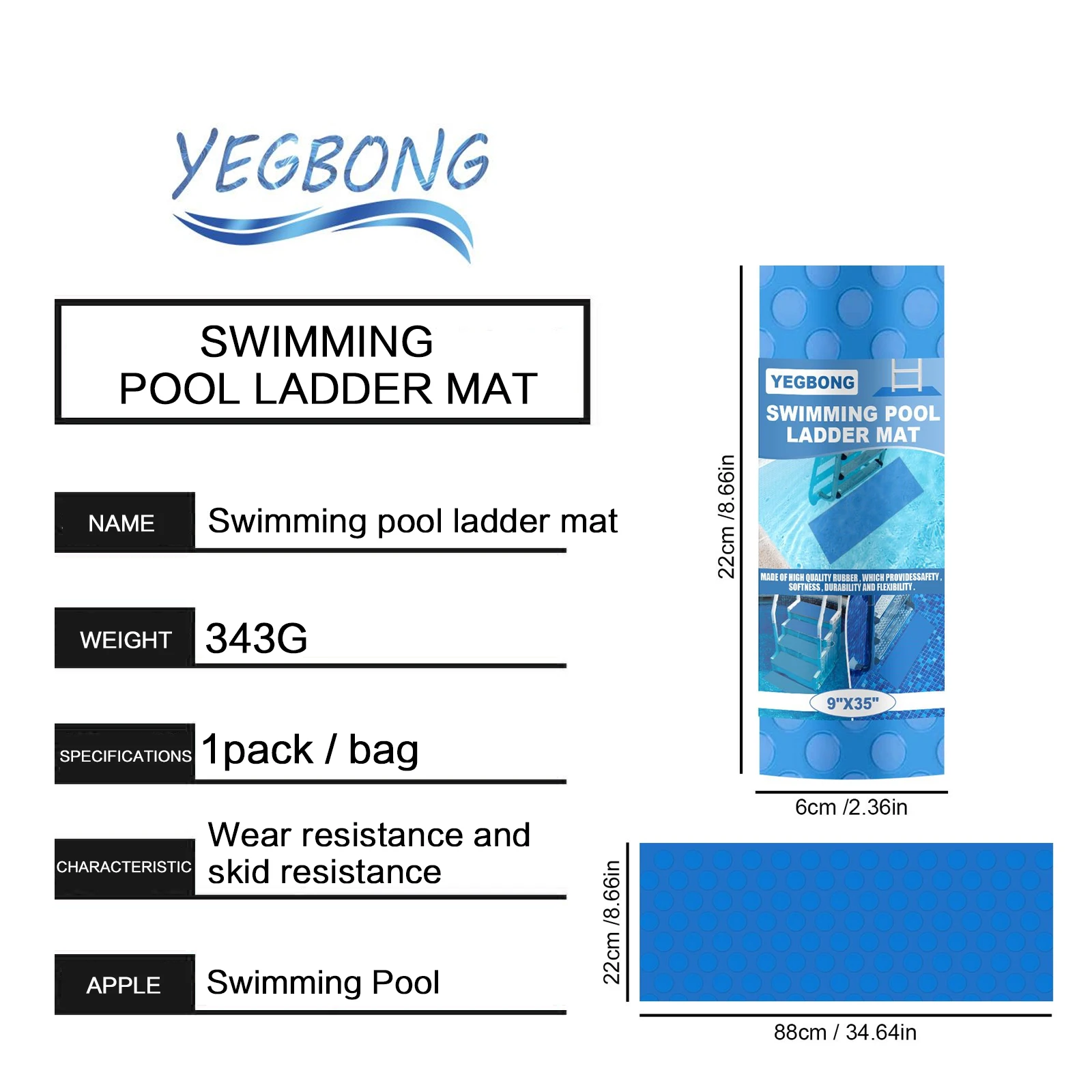 Yegbong OEM ODM Swimming Pool Ladder Mat Wear Resistant Anti-Slip Foot Mat Protect Swimming Pool Ladder Safety Mat for Swimming