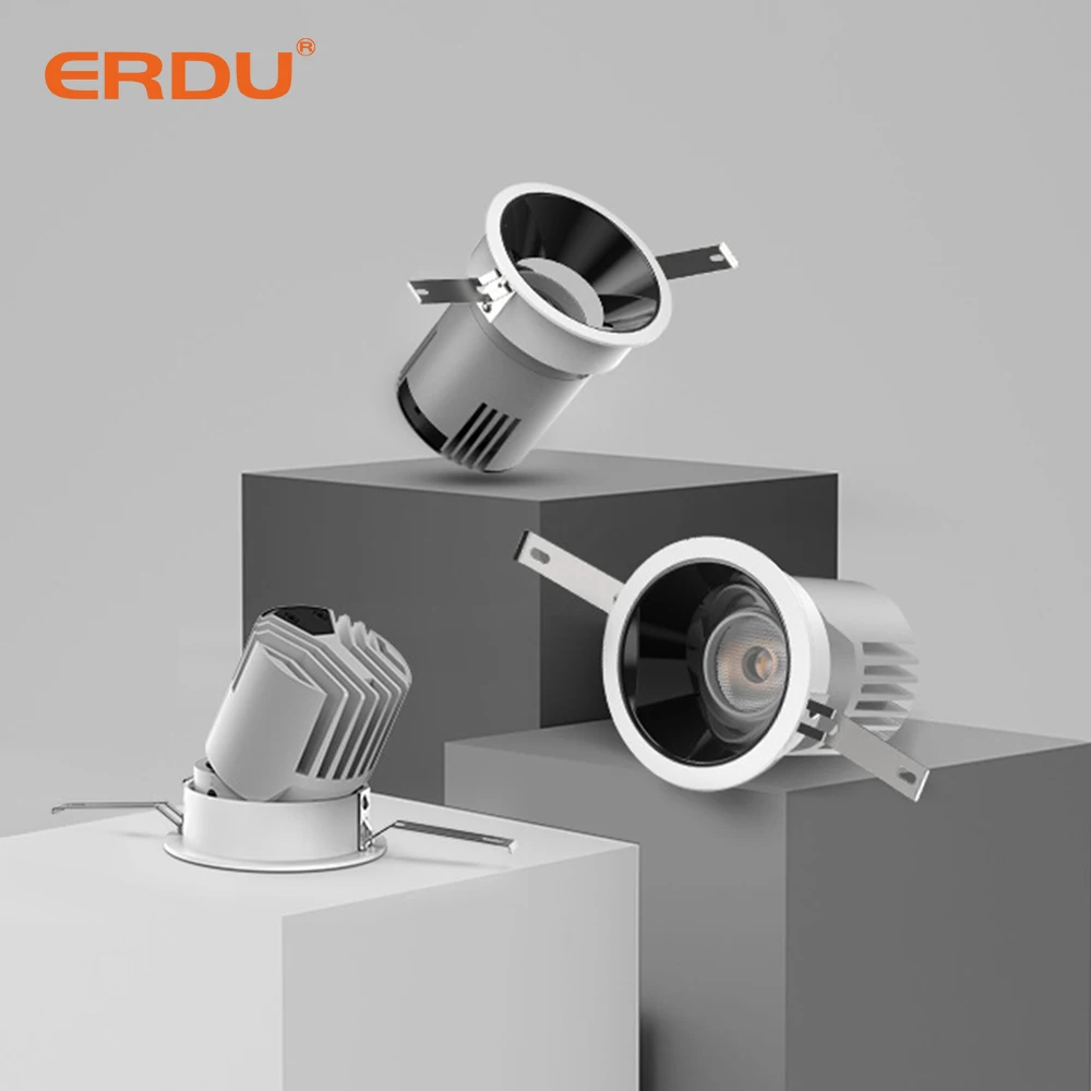 ERDU Double Lamps 12w 2019 New Design Downlight Ultra Anti-glare Smart Dimmable Recessed Ceiling Spotlight COB LED Spotlight