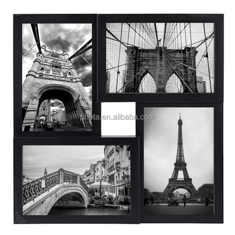 4x6 Collage Picture Frame with High Definition Glass Display 4-opening Family Multi Photo Frames for Wall Hanging