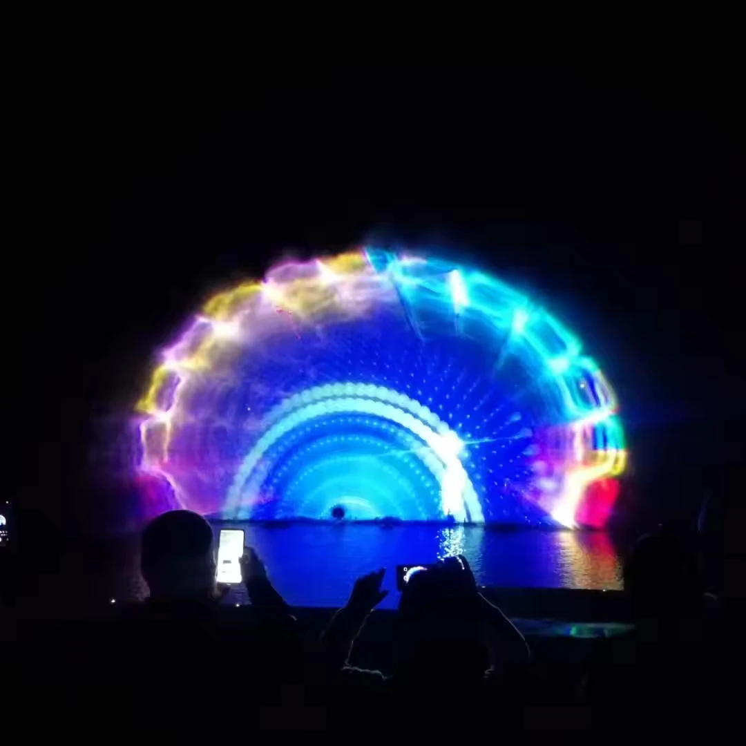 The laser show is combined with a musical fountain,Laser design