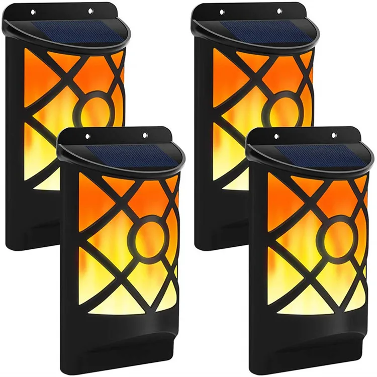 4pack/2pack 66led Dusk To Dawn Dancing Flickering Fire Flame Effect Led Outdoor Night Lights Solar Wireless Security Wall Light