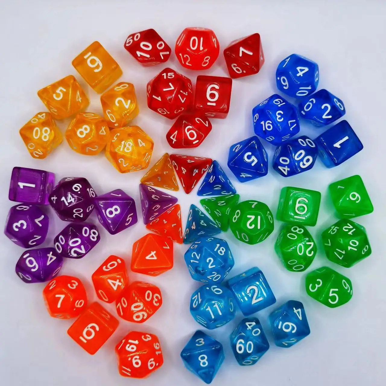 Wholesale custom dice set good quality marbled DND dice set dice for game