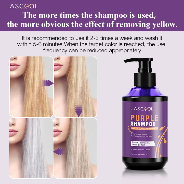 Blond brightening purple silver shampoo no yellow purple hair shampoo private label oem no yellow purple shampoo for blonde hair