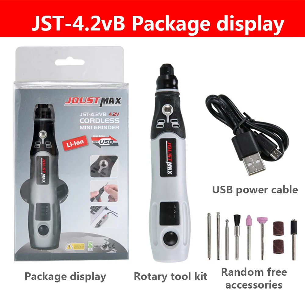 4.2V USB Charging Li-ion Cordless 3mm Mini Engraving Pen Power Polishing Tools Die Kit
