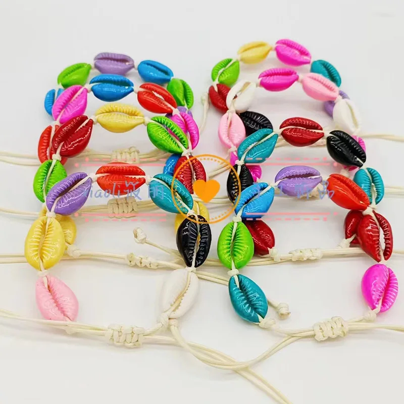 Multi Color Bead Bracelets Set Summer Beach Vocation Beaded Bracelet Set with Shell