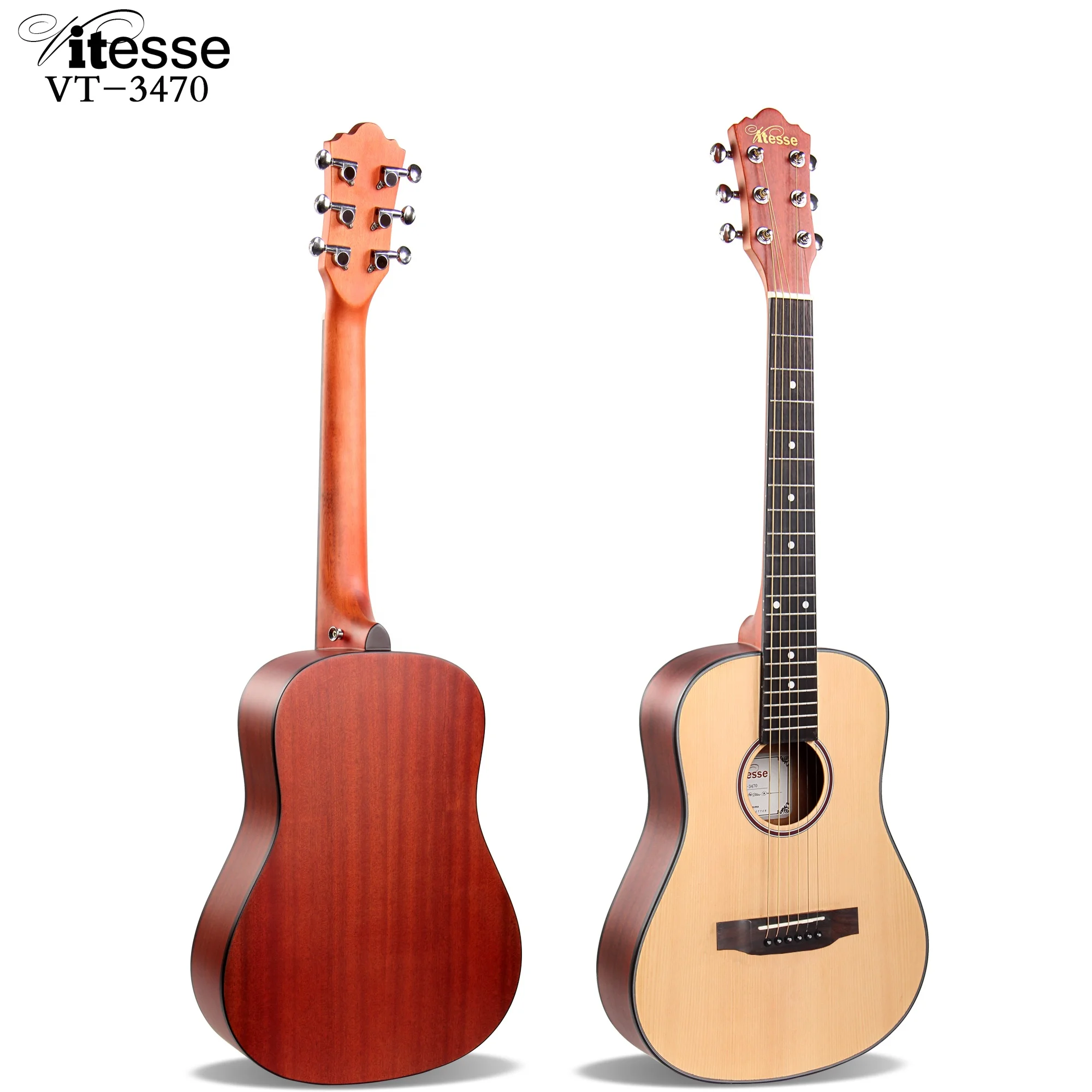 Professional Manufacturer 34 Inch Mini Travel Electric Acoustic Bass Guitar With Spruce Top Sapele Side And Back Matte Finish