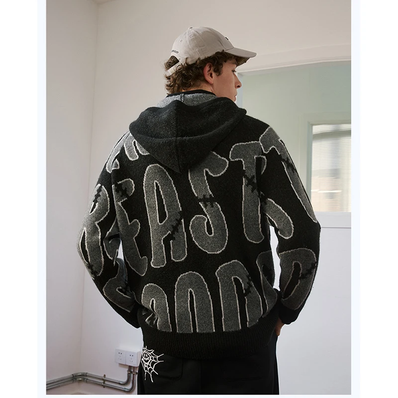 Custom LOGO Colors Hoodies Sweater Men Knitwear Sweaters Oversize Turtle Neck Wool Cotton Knitted Jumper Cardigan Men