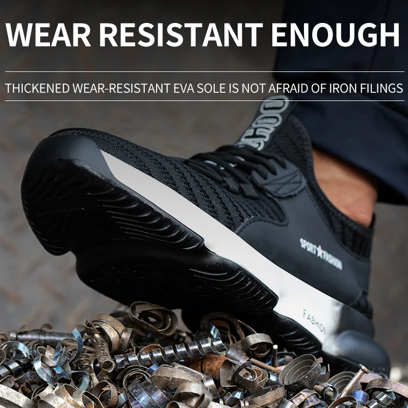 Ceatsafetv защитные непрокалываемые Нескользящие модные легкие рабочие ботинки мужские повседневные со стальным