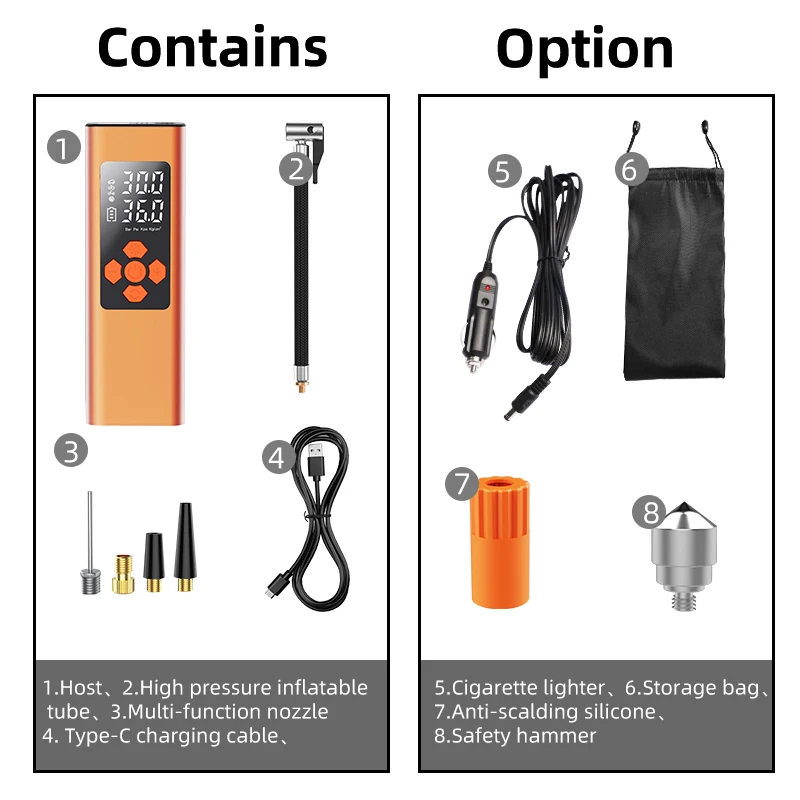 Wireless Handheld Inflation Car Tyre Pump Air Compressor Car Electric Air Pump Mini Portable Air Pump For Car Tires