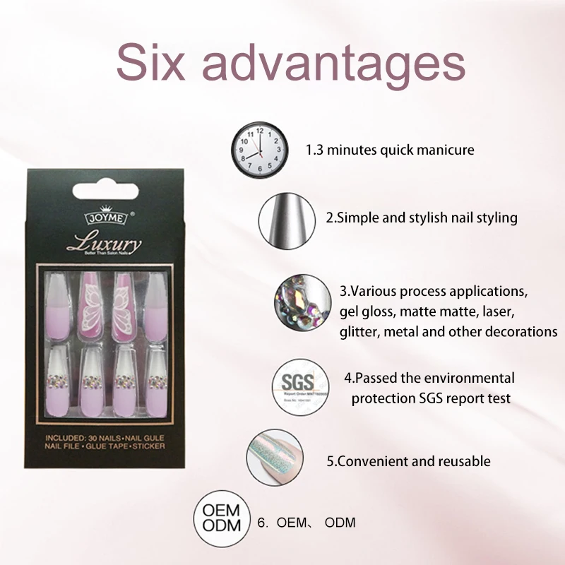 Nail Art Patch Artificial Ballet Nail 3D Butterfly Gel Polish Acrylic False Nails