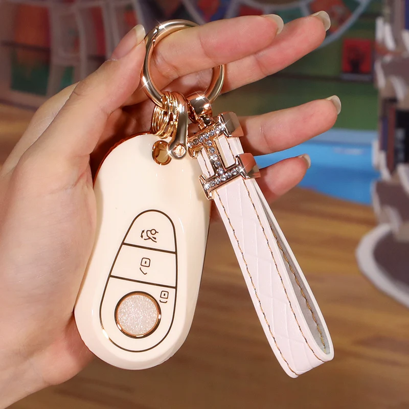 TPU Diamond Benz Car Key Cover suit for 22 Benz new C-class key sets C260L C200L S400 S450 S480 car keychain