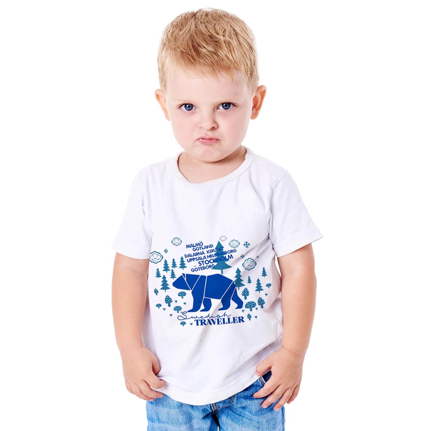 Polar bear ramble baby short sleeve t-shirts soft and breathable o-neck baby t-shirts