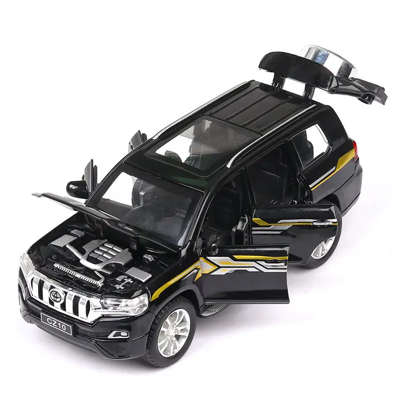 PANDAS Diecast Metal Model 1/32 PRADO Car Model Pull back Door Open Sound Light Decoration Collection Alloy Model Car Toy