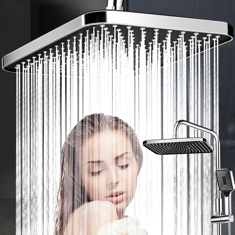 6 Modes Rainfall High Pressure Chrome Wall Mounted Single Functional Round ABS Rainfall Overhead Shower