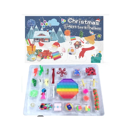Kids Christmas Countdown Squishy Toy Silicone Stress Reliever Bubble Sensory  Autism fidget toy advent calendar gift box