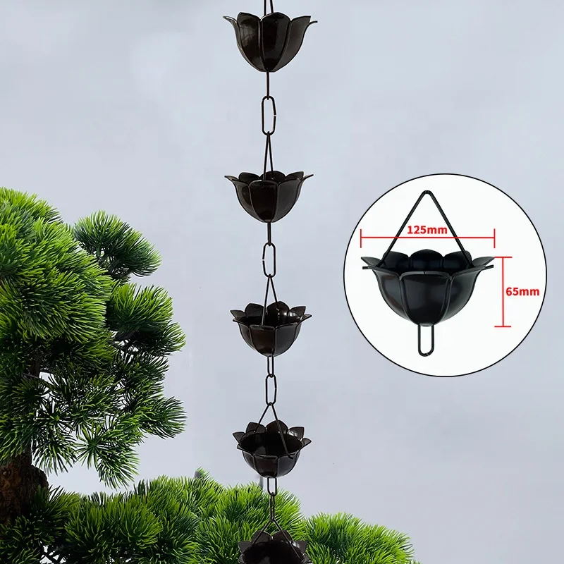 Garden Decorative Aluminum Rain Chains for Gutters Roof Gutter Downspout Channel Rainwater Catcher Diverter