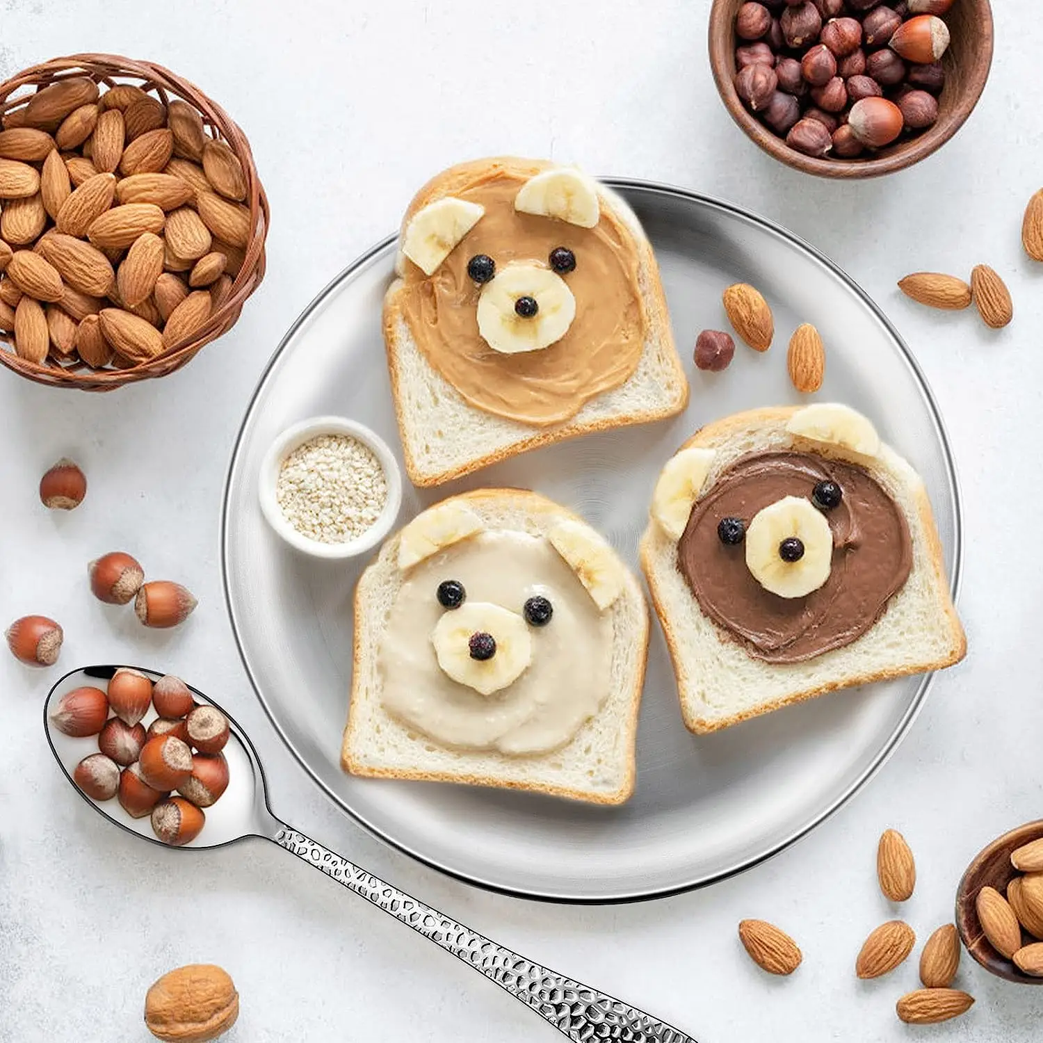 10inch 26cm Camping Picnic Outdoor Stainless Steel Camping Plates Meat Salad Plates Steak Serving Dishes