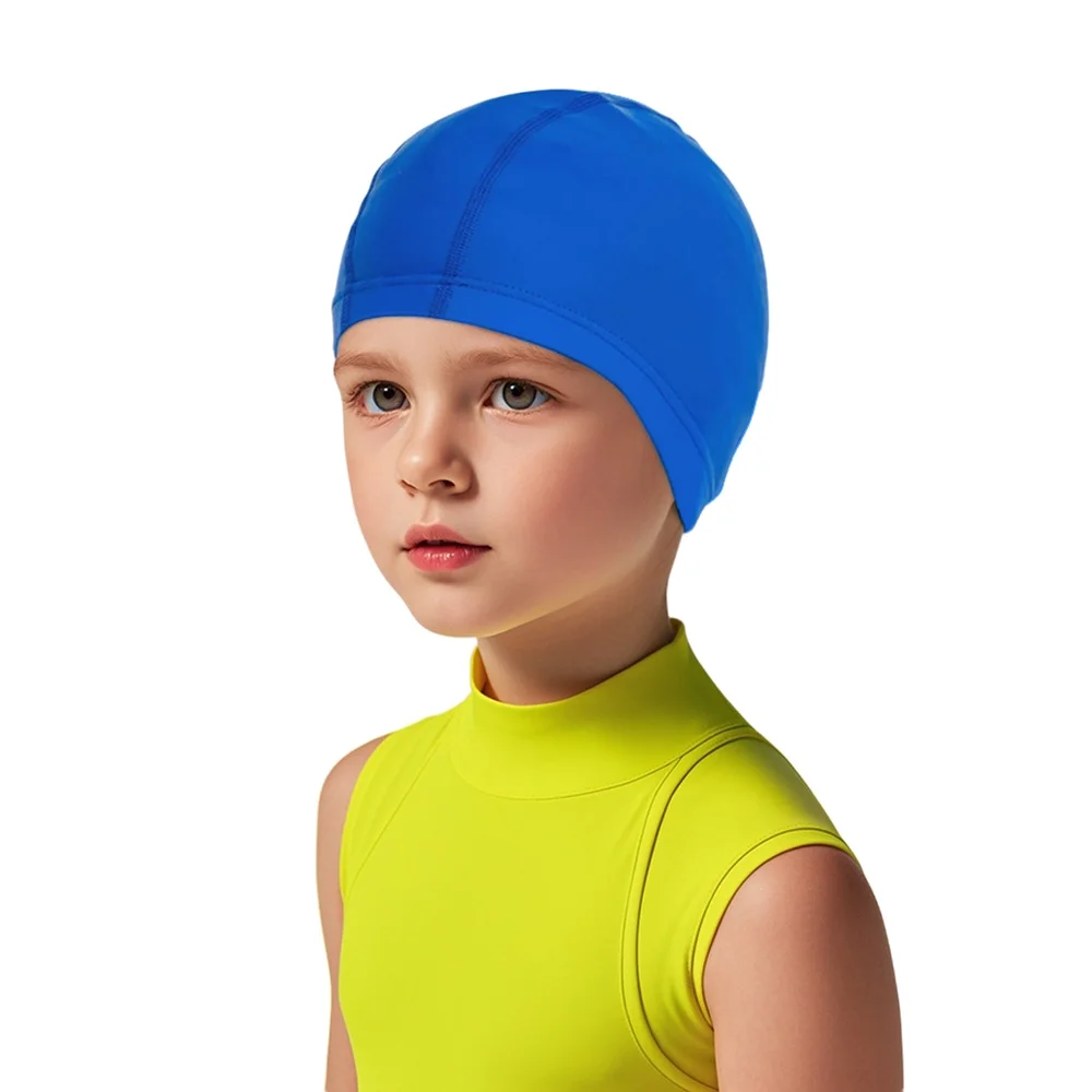 Custom Printed Nylon Spandex Swim Cap Kids UV Printed Baby College Logo Swim Caps New Design Heat Transfer Cloth Swimming Hat