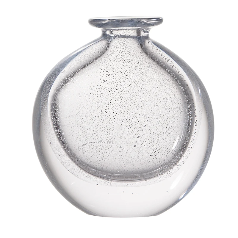 Modern Simple Style Handmade Silver Foil Art Decor Glass Flower Vase Centerpiece for Living Room