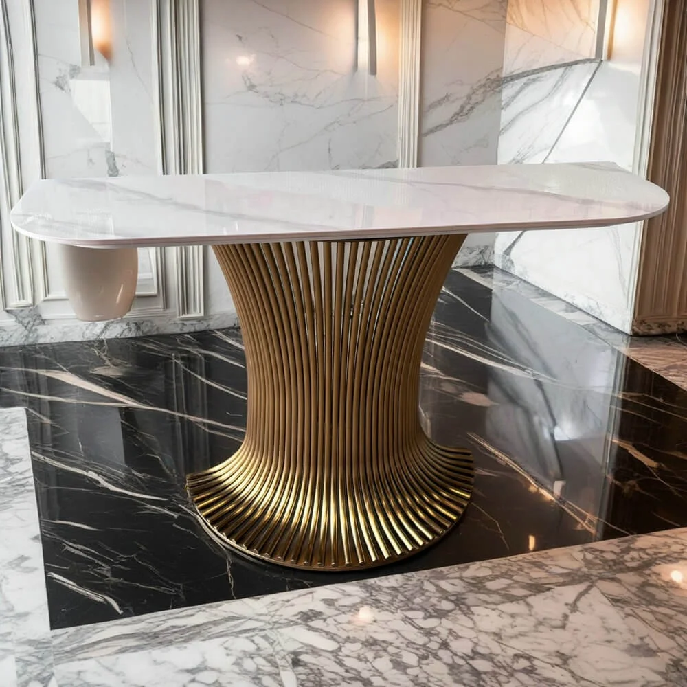 living room furniture stainless steel steel luxury modern diamond mirrored hallway marble top console table