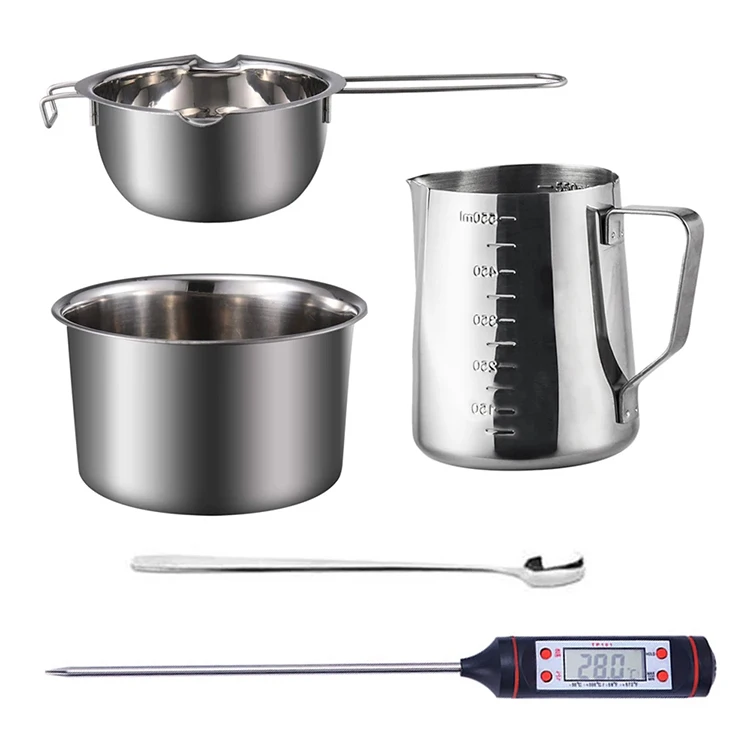 Chinese cheap candle making supplies kit handmade tool contain wax melting pot measuring cup outer pot thermometer and scoop