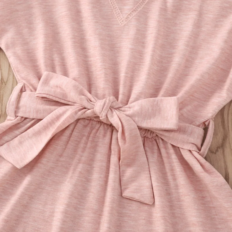 Custom Girls Kids Cotton Dresses Party Princess Designs Frock Short Sleeves Cotton Children Girl Dress With Belt