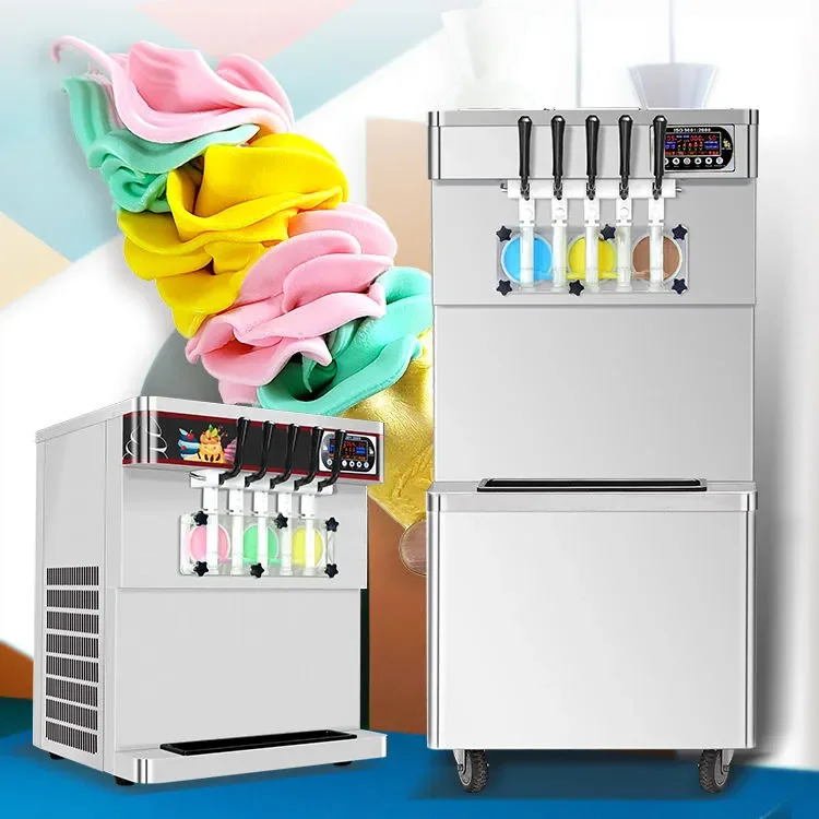 Commerical 390S  Five  Flavor Soft Serve Ice Cream Machine Floor Standing 3+2  Mixed Flavor Ice Cream Maker With Factory Prices