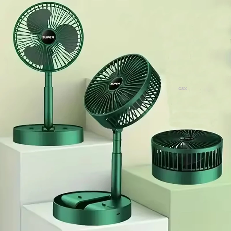 Factory wholesale Folding Portable Fan Floor Standing Fan USB Rechargeable Wireless Telescopic Fans with Promotional Gift Box