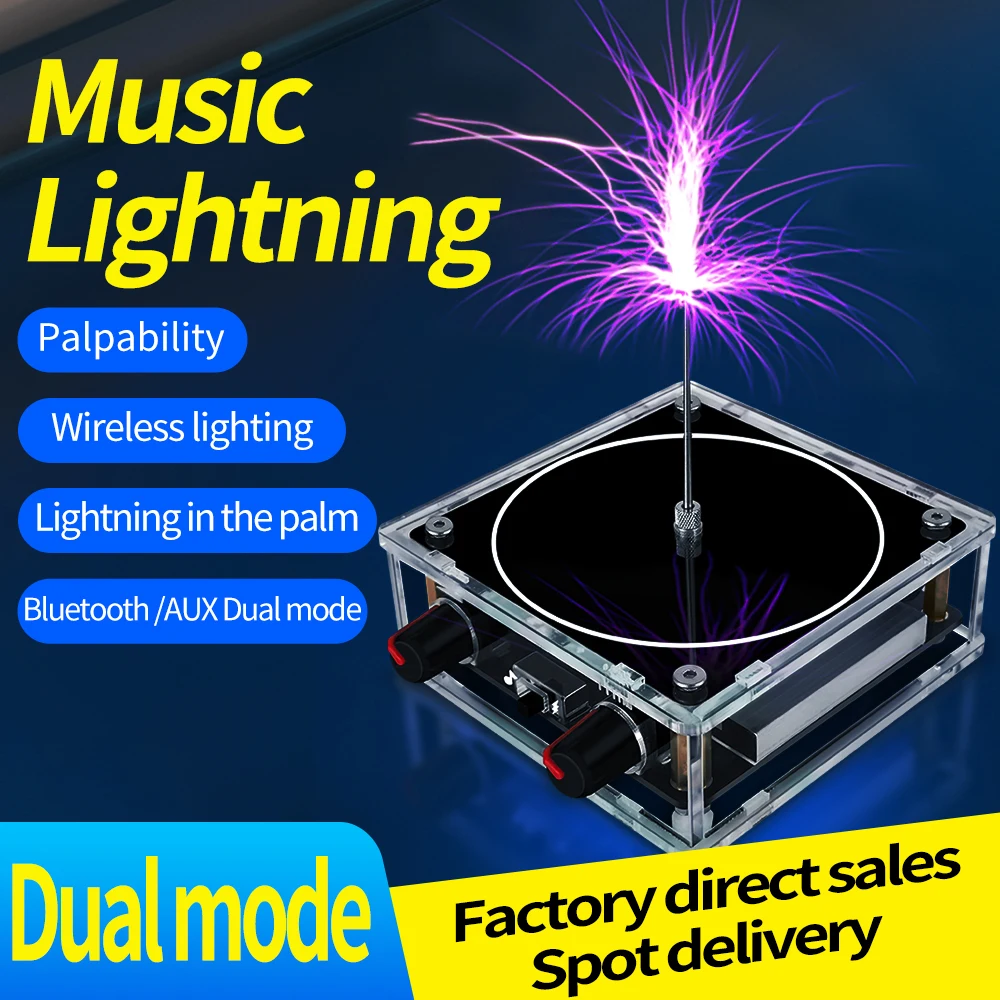 642 Music Tesla Coil Music Box Artificial Lightning Touchable Audio Input Bluetooth Scientific Experiment  European Regulations