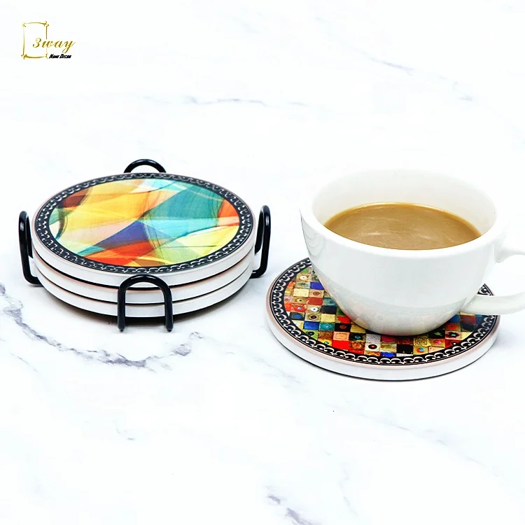 Tea Coffee Beer Magnetic Cork Cup Mats Pads and Placemat Coaster Ceramic OEM Custom Round Cute Home Decoration Everyday Support
