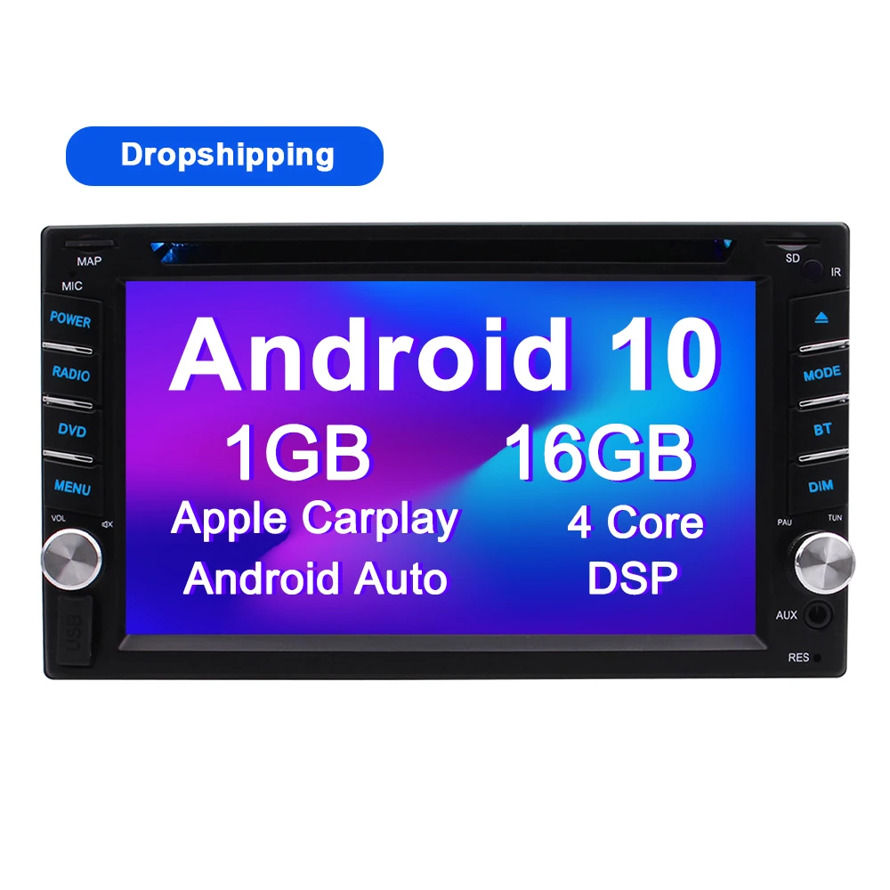Drop shipping Android 10.0 Car Stereo DVD Player Double Din 6.2' Touch Screen autoradio with carplay android auto