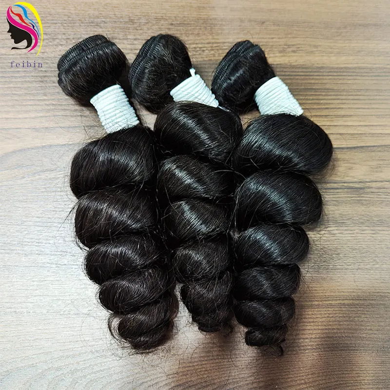 100 Unprocessed Henan Feibin Deep Wave cuticle aligned brazilian raw indian vietnamese Human Hair extension bundle with closure