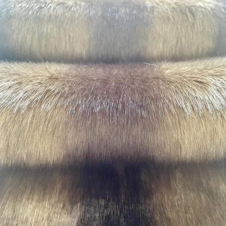 Stripe Natural Color Polyester Plush Bicolor Black Raccoon Brown Fluffy Stretch Faux Fur Fabric