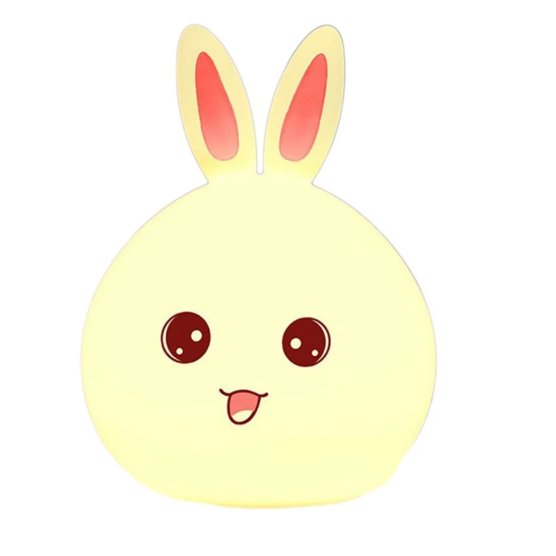 Touch Rabbit Night Lights Silicone Dimmable USB Rechargeable Lamps for Children Baby Gifts Cartoon Cute Animal Bunny Night Lamp