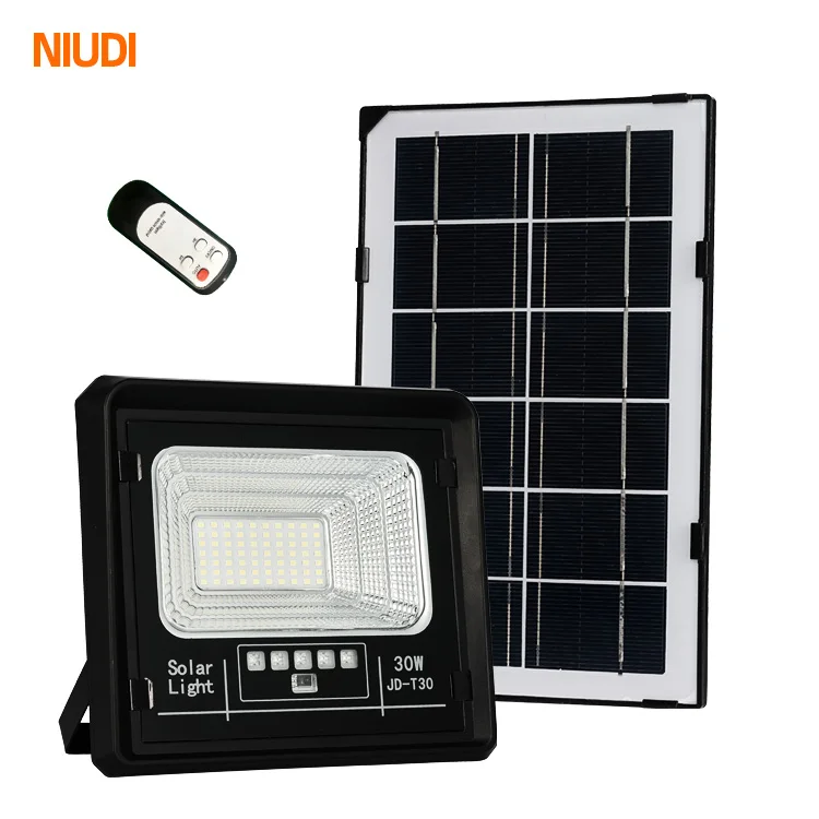 Niudi Ce Rohs ABS Top Sale Factory Price Ip65 30W 50w 100w Solar Panel Outdoor Led Flood Light Prices With Remote  For Garden
