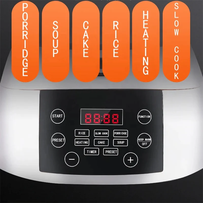 In stock Silver Crest 5L Automatic Smart Digital Touch LCD Multi Non-Stick Home Electric Digital Rice Cooker
