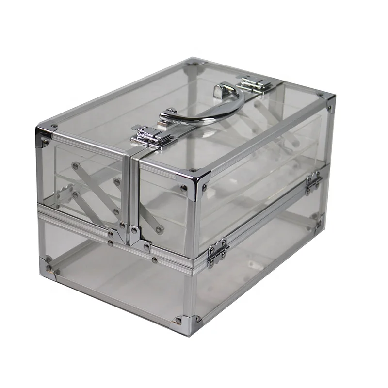 Plexiglass Make Up Train Case Clear Plastic Box Lash and Brow Studio Acrylic Makeup Cases